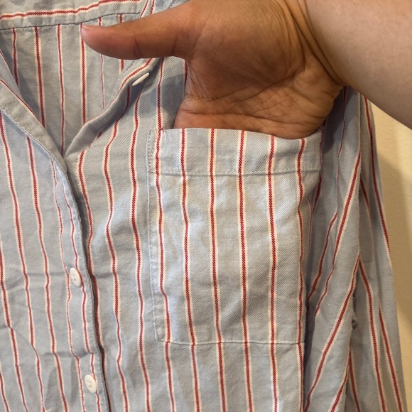 Auden Light Blue Pajama Shirt with Red Stripes XXL - Picture 3 of 6